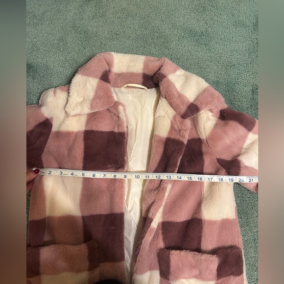 Pink Checkered Fur Coat - Picture 8 of 8